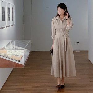 Cherrykoko Beige Spring Trench Dress One Piece